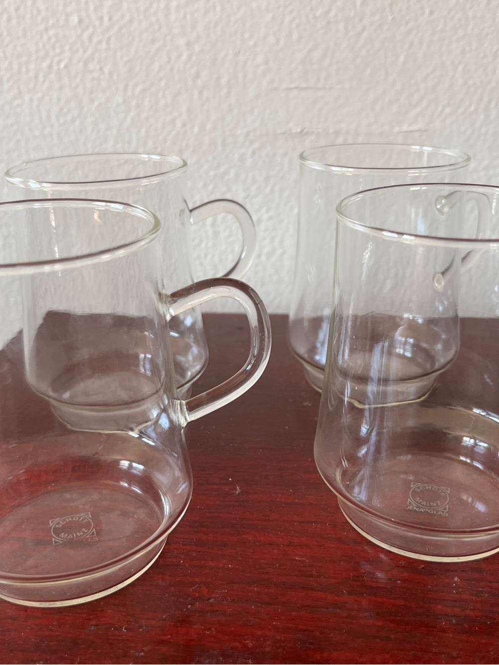 Set of 4 Vintage Schott Mainz Jena Glas Coffee Mugs / Tea Cups - Verran Collecti